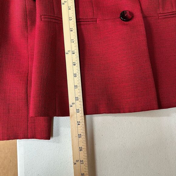 LeSuit Jones New York Skirt Suit Size 6 Red Tweed Black Pencil Career Classic - Picture 13 of 15